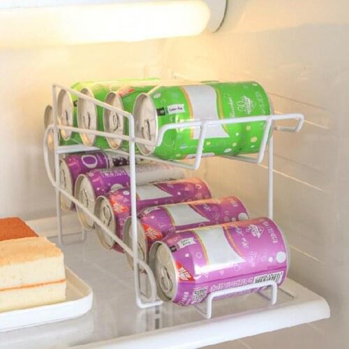 Drink Storage Holder Dual Layer Holder Rustproof Free-Stand Dispenser Rack Storage Holder for Kitchen Refrigerator Rack Shelf