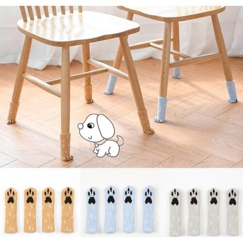 4Pcs Cat Paw Table Foot socks Chair Leg Covers Floor Protectors Non-Slip Knitting Socks For Furniture Cartoon Home Decor