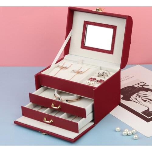 New Double Layer Jewelry Storage Box Large Capacity Jewelry Box Makeup Storage Box PU Leather Lady Storage Box Travel Box