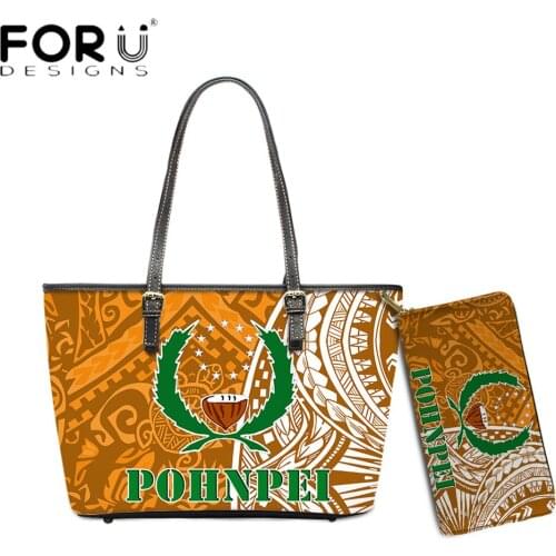 FORUDESIGNS 2021 New Trend Women Shoulder Bags Pohnpei Polynesian Tribal Pattern Print Female Brand Designer Totes Sac Wallets