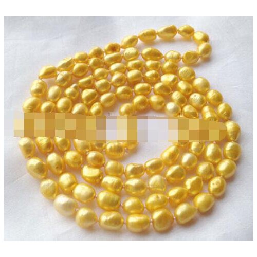 - 45" Long 8-9mm gold baroque freshwater pearl necklace