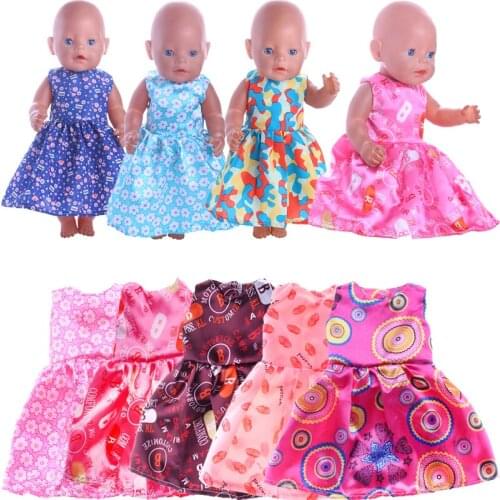 New Doll Skirsts For 18 Inch American & 43Cm Baby New Born Doll Cute Cartoon Printing For Our generation Doll Daily Life