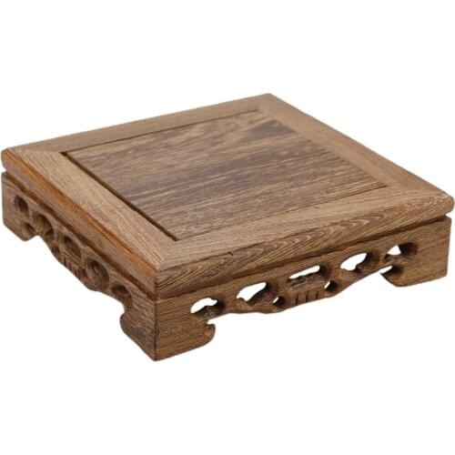 Flower Pot Base Display Shelf Bracket Ornaments Wooden Eco-friendly For Home Office Decoration Indoor Square Bonsai Tray Holder