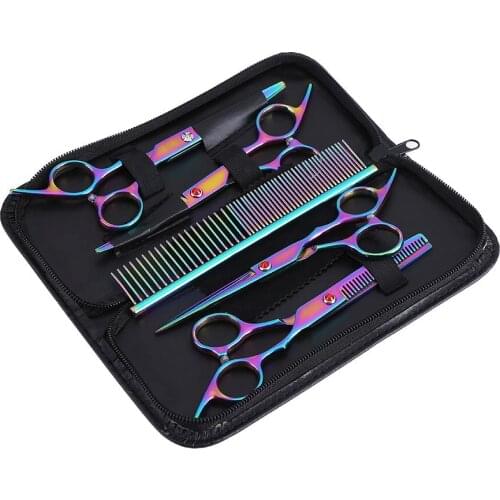 Professional Pet Grooming Scissors Kit Dog Cat Hairdressing Shears Set Cutting Thinning Haircut Tools