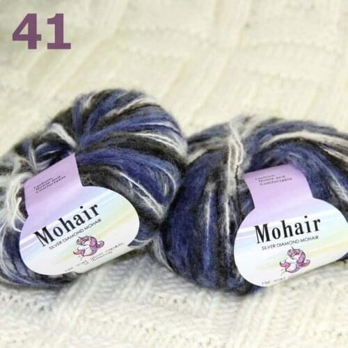 Sale New 2BallsX25g Luxury Soft Mohair Warm Wrap Shawl Hand Knit Crochet Yarn 291-41 Blue White Black Multi