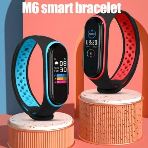 M6 Smart Bracelet Men Women Heart Rate Blood Pressure Monitor Color Screen Heart Rate Blood Pressure IP68 Waterproof Bracelet