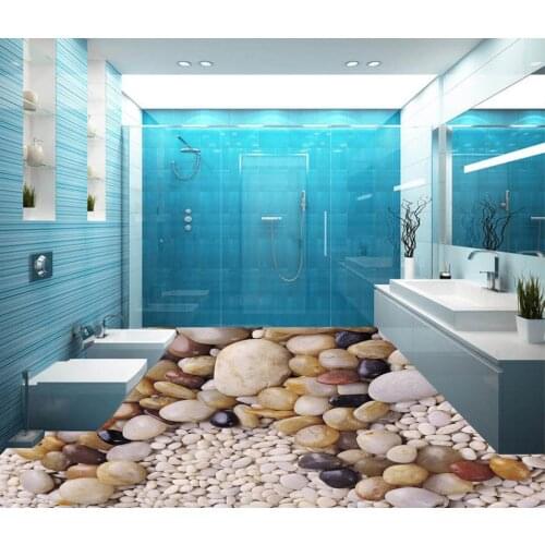 Modern Custom 3D Floor Mural 3D Cobblestone Kitchen Bathroom Floor Tile Decorative Painting PVC Wall Paper Self-adhesive Floor