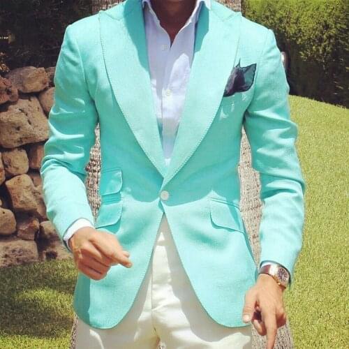 Light blue Men suits New Designer Wedding Grooms Tuxedo Dinner Christmas Suit Coats Jacket pant 2 piece Business party Suits