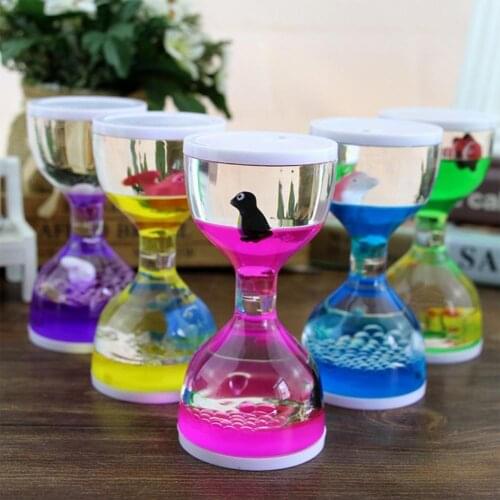 Animal Timer Sandglass Exquisite Leak-Proof Joyful Moving Drip Oil Hourglass Model Liquid Motion Bubble Desk Toys Gifts