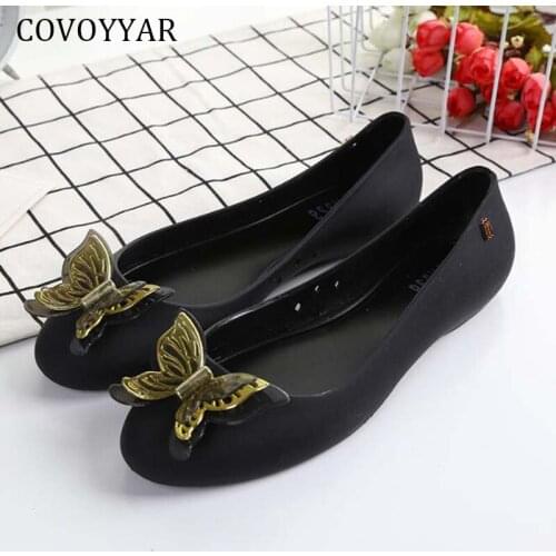 COVOYYAR Butterfly Women Flat Shoes Fashion PVC Summer Jelly Shoes Woman Slip on Casual Shoes Loafers WFS4014