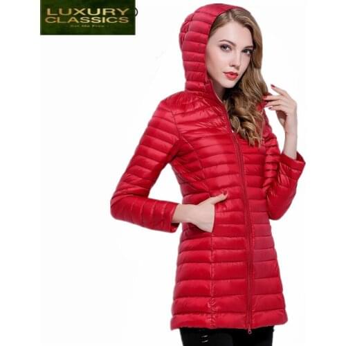 Ultra Winter Light Women Down Jacket 95% Duck Down Hooded Jackets Long Plus Size Warm Slim Coat Female Clothes LWL747