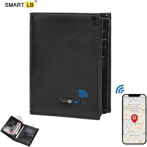 Smart wallet Bluetooth genuine leather wallets Anti-lost mens wallets card holder Purse