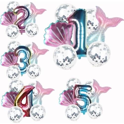 Little mermaid party decoration mermaid tail number balloons for girl birthday party 0-9 number balloons baby shower girl ballon
