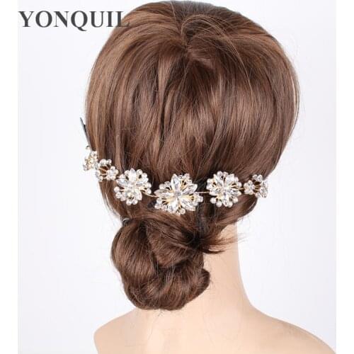 High Quality Bridal Wedding Rhinestone Flower Jewelry Hair Accessories With Crystal Decoration Tiaras Headwear 2Pcs/Lot SYBC28