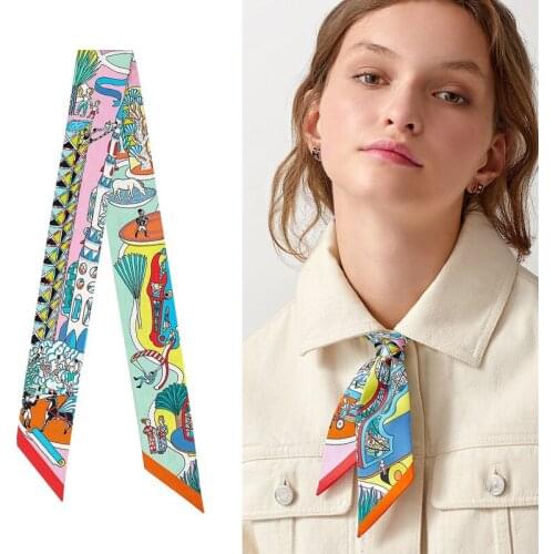 86*5cm Fashion 100% Silk Ring Scarf Ribbon Women Neck Hair Bag Scarfs
