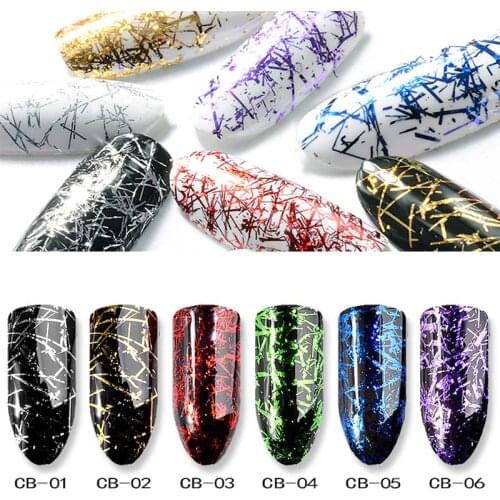 1Box Nail Colorful Glitter Silk Lines Superfine Gold Silver Foil Stickers 3D DIY Design Stripe Star Line Decals Decor 0.2g