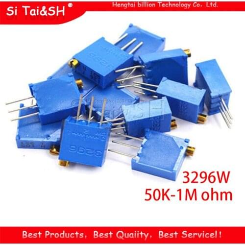 10pcs 3296W 3296 50 100 200 500 ohm 1K 2K 5K 10K 20K 50K 100K 200K 500K 1M ohm 103 100R 200R 500R Trimpot Trimmer Potentiometer