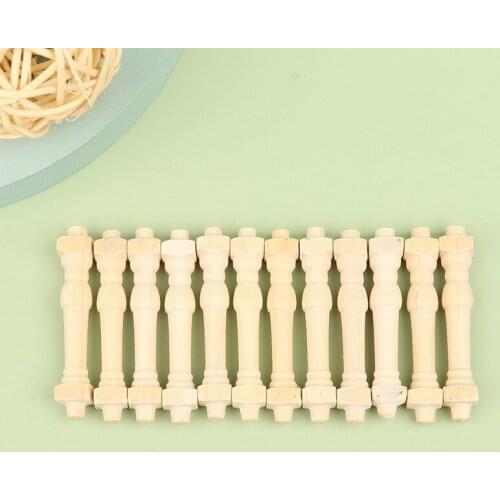 12pcs/bag 1:12 Dollhouse Miniature Wood Railing Accessories Small Column Model Toys