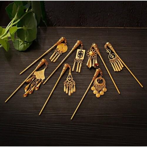 2020 Womens Vintage Gold Color Hair Jewelry Bohemia Hair Sticks Summer Ethnic Hairpin Wedding Jewelry