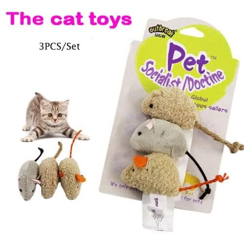 3Pcs/lot Pet Cat Bite-resistant Toy Plush High Simulated Little Mouse Mouselet Hide and Seek Game Toy