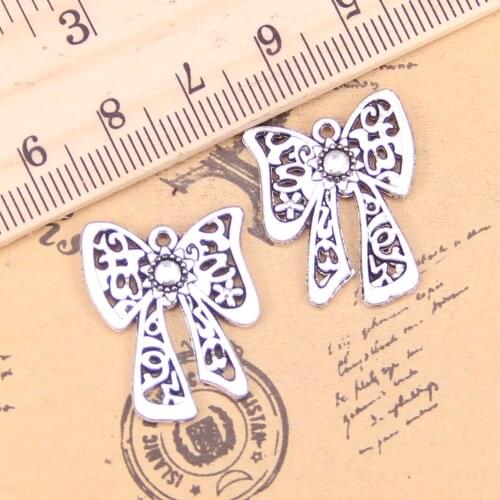 10pcs Charms bowknot bow 24x19mm Antique Pendants,Vintage Tibetan Silver Jewelry,DIY for bracelet necklace