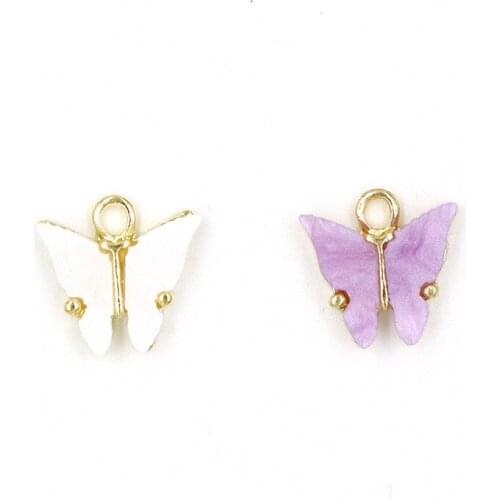 50pcs Summer wind colorful sweet butterfly charm for earrings bracelet accessories handmade DIY material geometric pendant