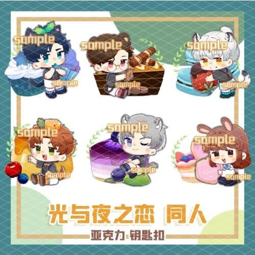 Anime Light and Night Evan Sariel Charile Jesse Osborn Dessert Theme Acrylic Keychain Key Rings Cosplay School Bag Pendant Toys