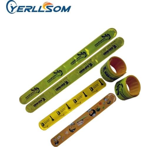 Free Shipping 200pcs 3*22cm Customized Personalized Printed 1 color Logo Reflective Slap Bracelets For Gifts P16120201