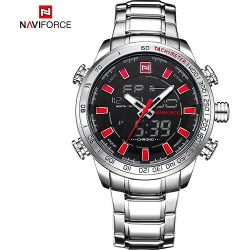 NAVIFORCE Sport Brand Men Military Luxury Watches Mens Digital Quartz Clock Full Steel Wrist Watch Waterproof relogio masculino