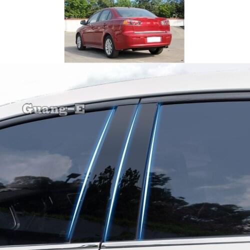 For Mitsubishi Lancer EX 2010-2018 Car PC Material Pillar Post Cover Door Trim Window Piano Black Molding Sticker Plate 6pcs