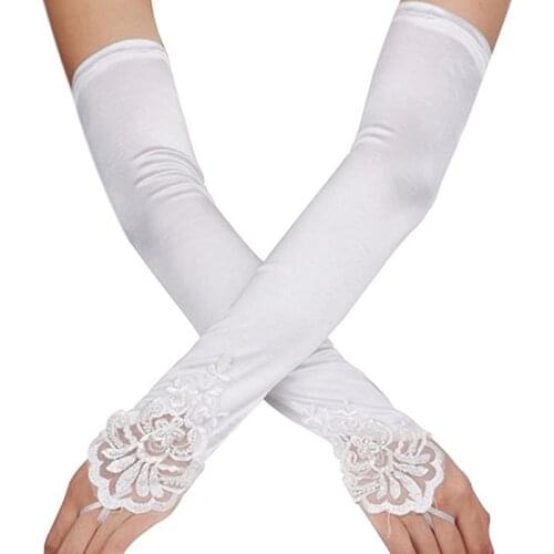 Elegant Red Black White Bridal Party Gloves for Wedding Prom One Size Fashion Satin Opera Women Gloves