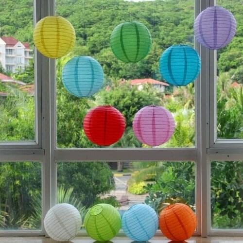 1pc Red Colourful Round Chinese Paper Lantern Birthday Wedding Party Decoration Crafts Lantern Balls Party Outdoor Decoration