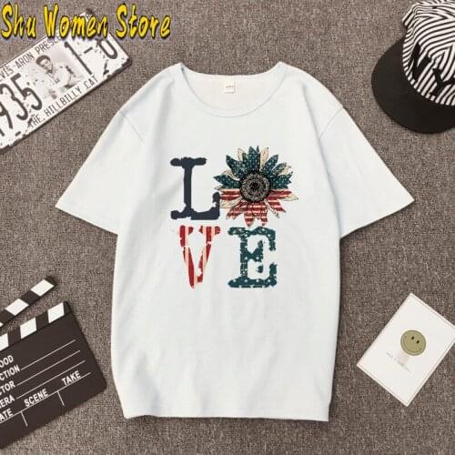 Fashion Harajuku T-shirt American flag love Letter Print Womens T-shirt Hot Selling Summer Tshirt gothic punk clothes