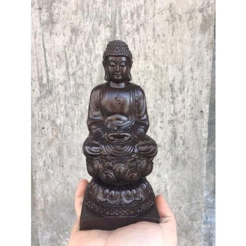 GOOD Southeast Asia HOME Shop shrine CAR Efficacious protection worship Wood carving Sakyamuni Buddha statue FENG SHUI statue