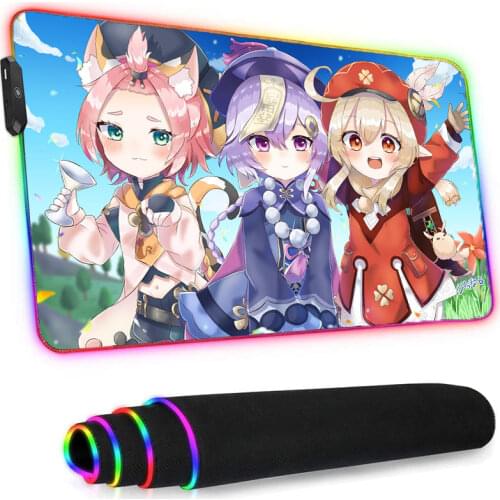 Genshin Impact Mat Led Mousepad Rgb Anime Tattoo Magic BattleTiger Gaming Company bj alex Longteng Dedales Gamer Luminous Rug