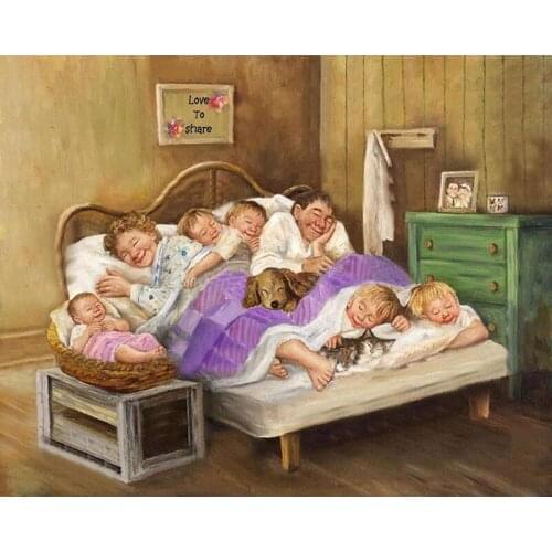 Full Square Drill 5D DIY Cartoon Portrait Diamond Painting sleeping family 3D Embroidery set Cross Stitch Mosaic Decor gift VIP