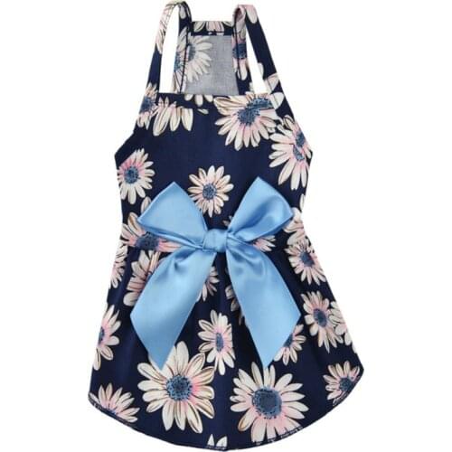 Summer Pet Dog Dress Floral Bow Knot Chihuahua Pug Princess Skirt Wedding Puppy Dressing Up Skirt Pet Dog Outfits