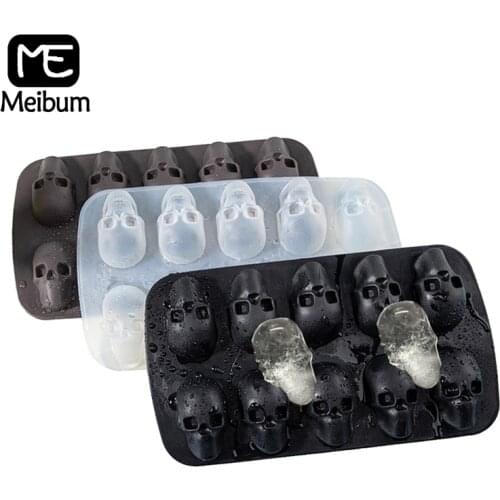 Meibum 1 Piece Bar Cocktail Whiskey Wine Ice Cube Tray Skull Shape Chocolate Mold Silicone Ice Cream Maker Juice Dessert Pan