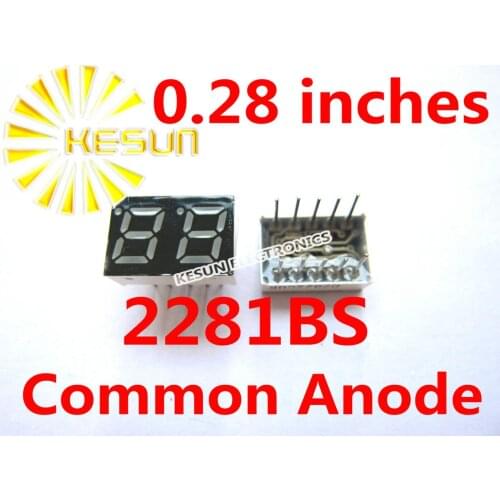 5PCS x 0.28 inches Red Common Anode/Cathode 2 Digital Tube 2281BS 2281AS LED Display Module