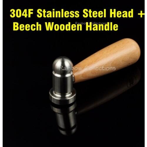 304Stainless Steel+Wooden Handle handmade hammers , DIY Household hammer tools Leather carving hammer