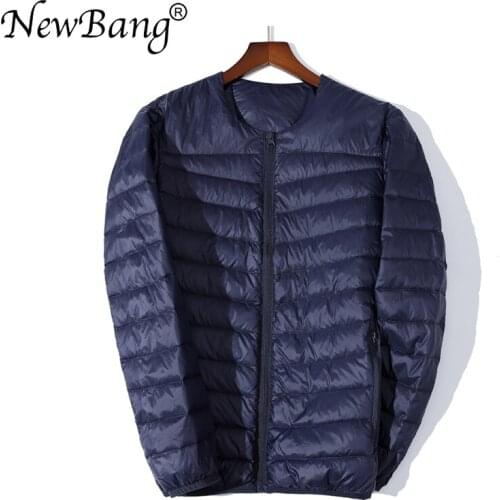 NewBang Ultra Light Down Jacket Men Zipper Single Breasted Portable O-Neck Spring Autumn Winter Without Collar Warm Liner