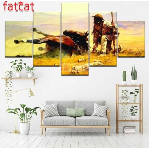FATCAT Shepherd and horse 5 Piece Diy Diamond Painting Full Square Round Mosaic Embroidery Sale Needlework Decoration AE2470