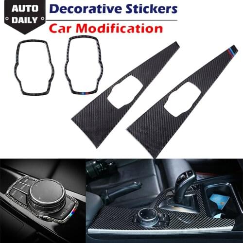 Carbon Fiber Multimedia Panel Trim Cover Stickers Decorative Stickers Fit For BMW 3 Series F30 2013-2015,GT F34 2013-2017