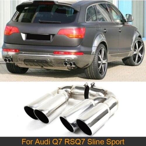 Car End Exhaust Muffler Tips For Audi Q7 RSQ7 Sline Sport Utility 4 Door 2007 - 2013 Stainless Steel Car Exhaust tips
