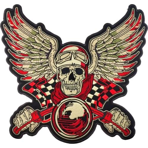 Large Godeagle Skull Wings MC Biker Embroidery Patches Punk Style Badge Appliqued for Jeans Jackets Iron on Clothing Patches
