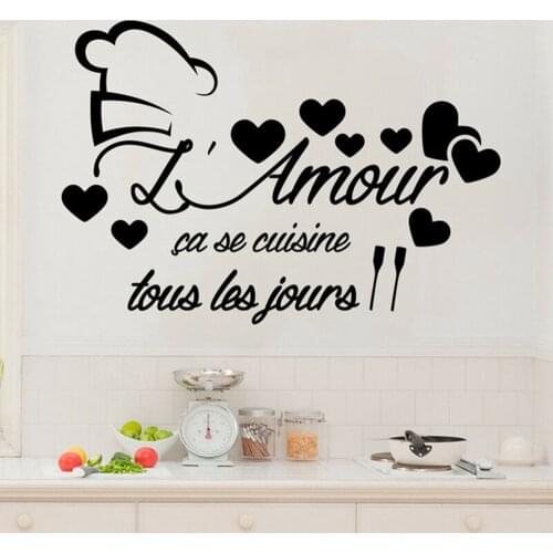 French Quotes Wall Stickers Muraux Citation L'amour Cuisine Kitchen Modern Decoration Romantic Resturant Vinyl Wall Decals Y691