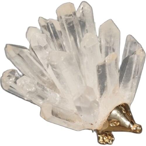 1PCS Natural Stones Hedgehog Crystal Quartz White Quartz Geode Cluster Mineral Raw Home Decor