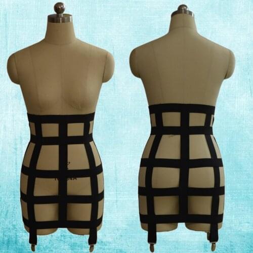 Top Quality Sexy Black Bottoms Dress 90s Women Body Bondage Belt High Waist Garters Stockings Suspender Harness Belt N0056