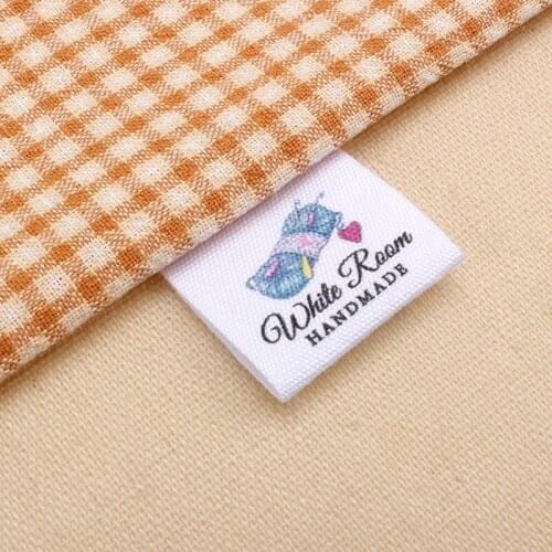 Custom Clothing Labels, Personalized Brand, Cotton Ribbon Labels, Logo or Text , knitting handmade labels (MD0434)