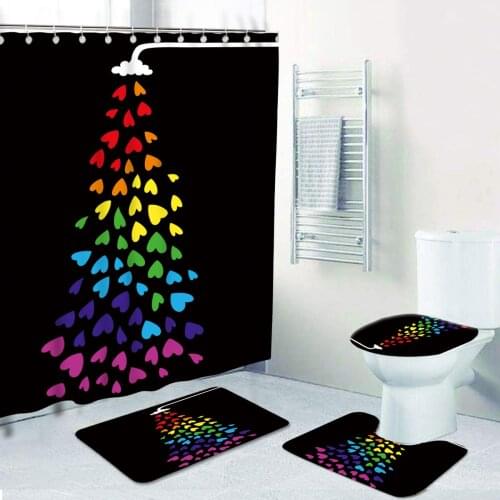Rainbow Pride Gay Flag Waterproof Polyester Shower Curtain Bath Mat Bathroom Set Toilet Carpet Floor Rug Gay Pride Dropshipping